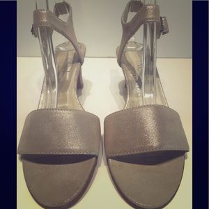 AGL made in Italy brush gold mid heel ankle strap